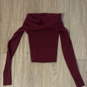 Princess Polly Burgundy Off-Shoulder Sweater